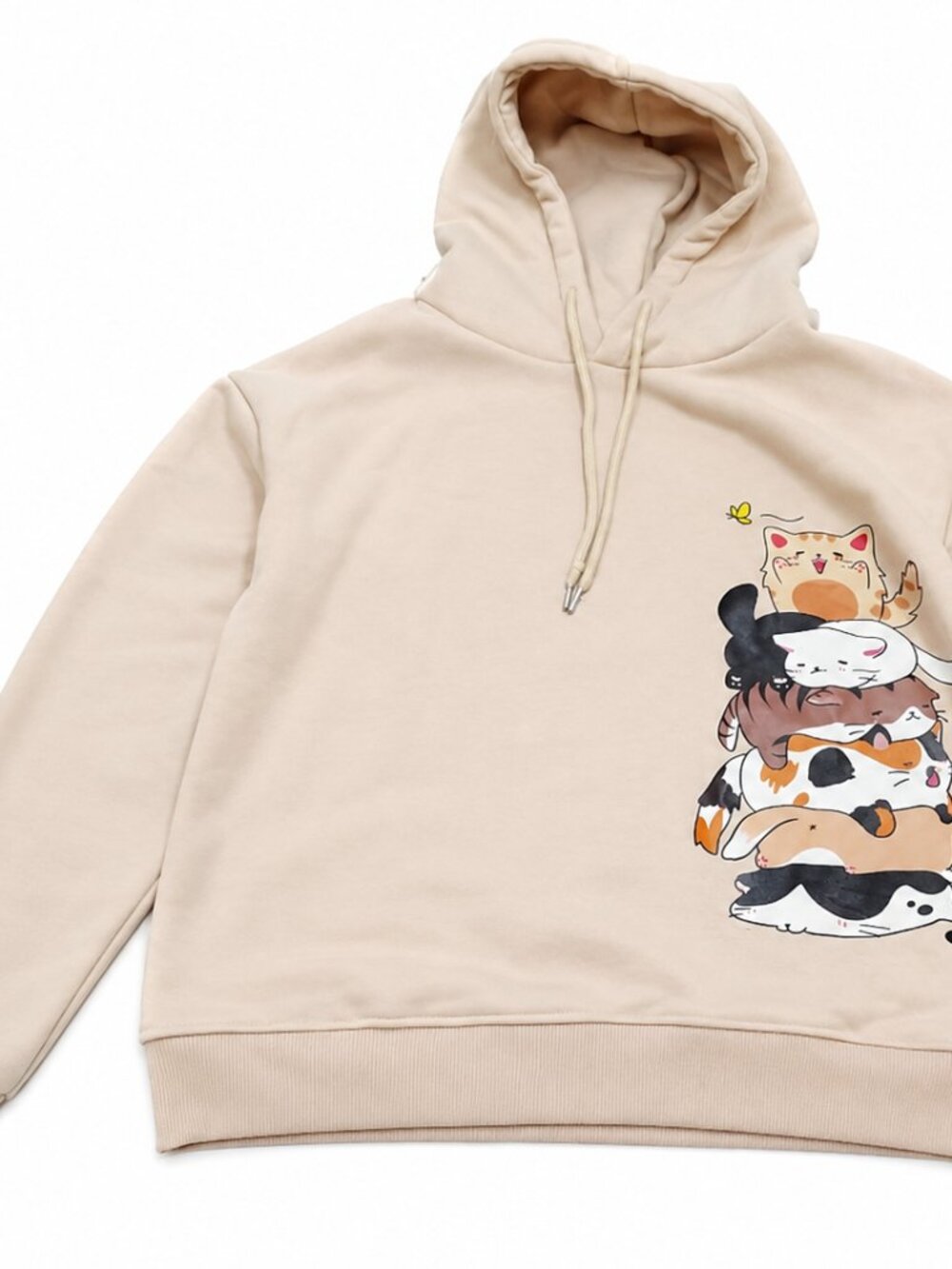 Stacked Cats Cozy Hoodie| Women's Clothing Sweaters & Fleece |Size M|ColorBeige